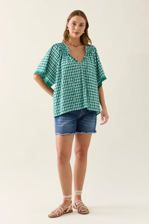 ESTHER SHIRRED TOP - BALTIC