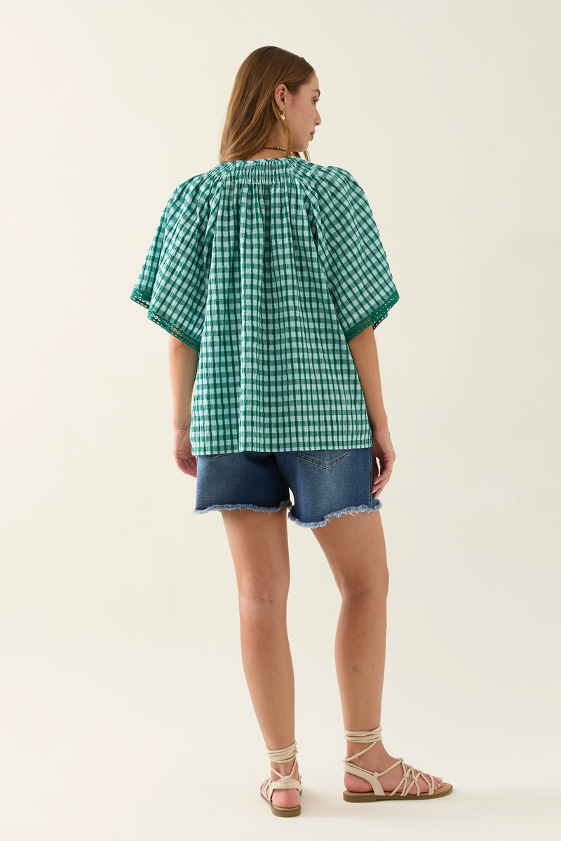 ESTHER SHIRRED TOP - BALTIC