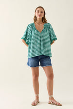 ESTHER SHIRRED TOP - BALTIC