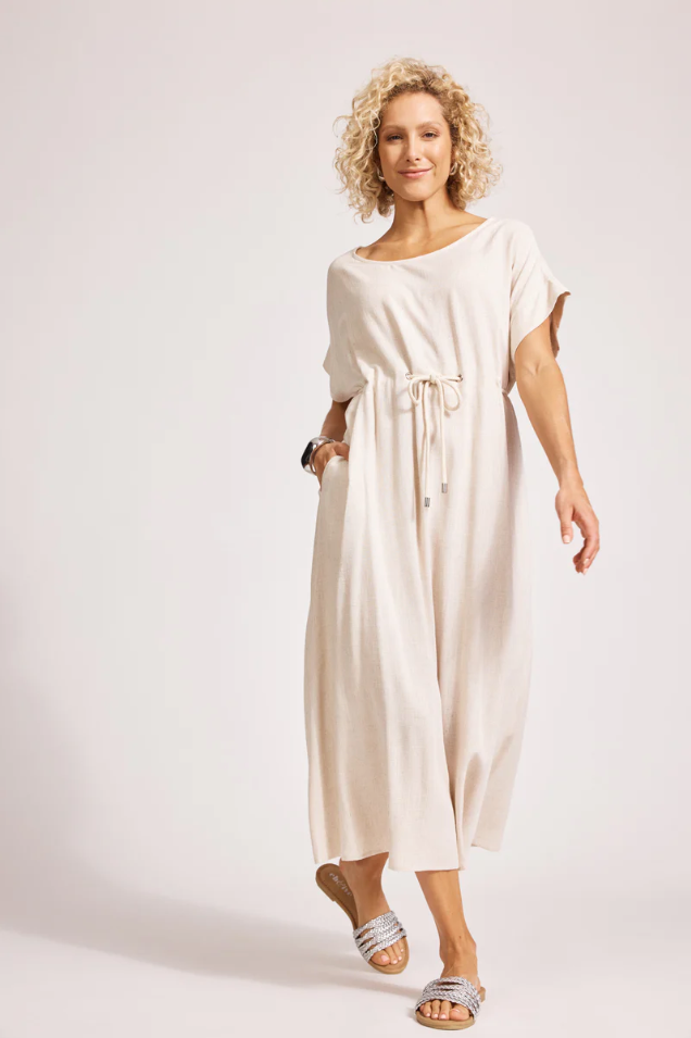 ALESSIA ROPE TIE DRESS - TUSK