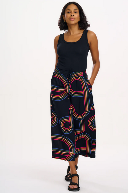 AMEERA WIDE LEG TROUSERS - BLACK, RETRO RACER