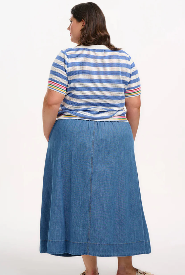 ARDEN KNIT TOP - BLUE/OFF-WHITE, RAINBOW TIPPING