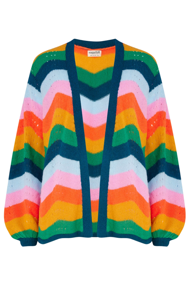 BELLA CARDIGAN - MULTI, RAINBOW WAVES