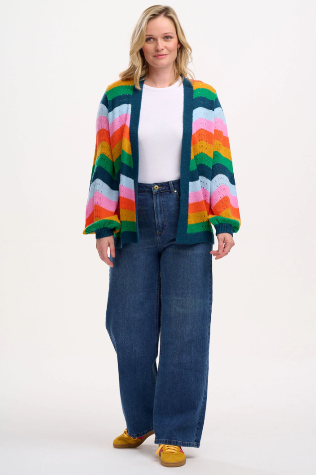 BELLA CARDIGAN - MULTI, RAINBOW WAVES