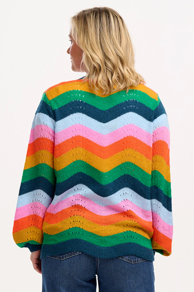 BELLA CARDIGAN - MULTI, RAINBOW WAVES