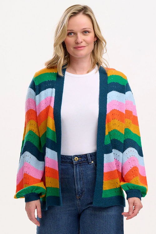 BELLA CARDIGAN - MULTI, RAINBOW WAVES