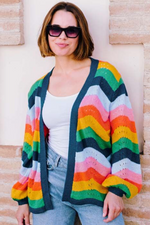 BELLA CARDIGAN - MULTI, RAINBOW WAVES