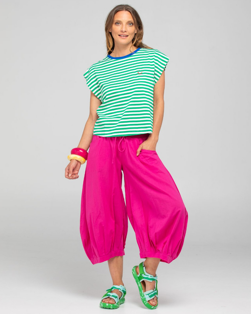 BELLISSIMMO TEE - GREEN STRIPE