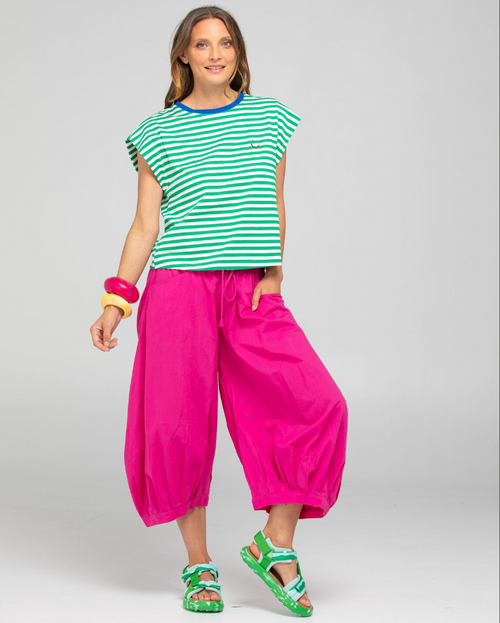 BELLISSIMMO TEE - GREEN STRIPE