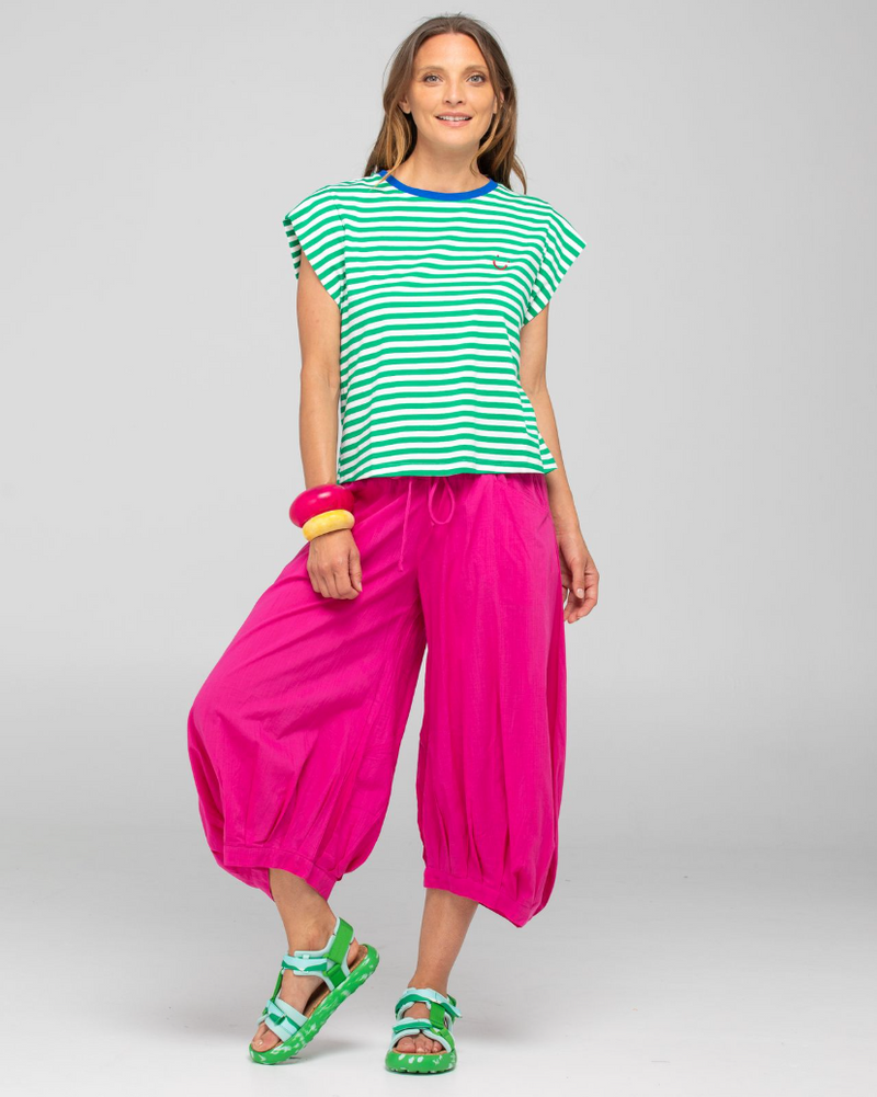 BELLISSIMMO TEE - GREEN STRIPE