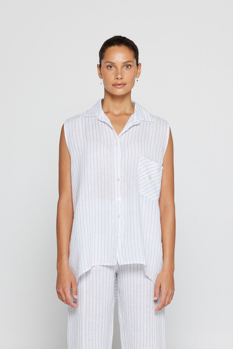 BETHANY SHIRT - WHITE STRIPE