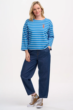 BILLIE BRETON TOP - FRENCH BLUE, LOBSTER STRIPE