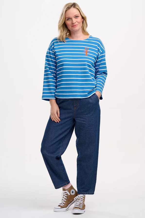 BILLIE BRETON TOP - FRENCH BLUE, LOBSTER STRIPE