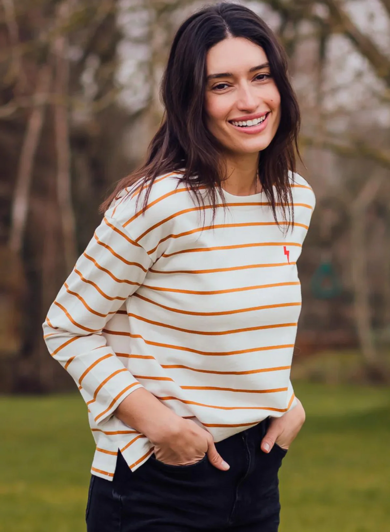 BILLIE BRETON TOP - OFF WHITE/TAN, LIGHTNING STRIKE