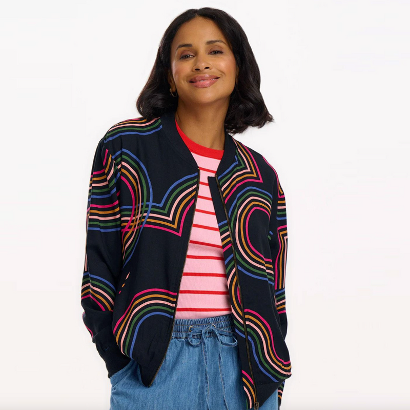 BOBBI BOMBER JACKET - BLACK, RETRO RACER