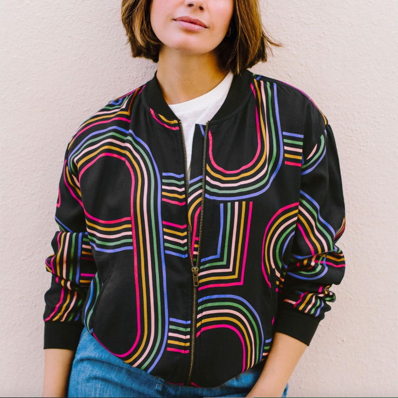 BOBBI BOMBER JACKET - BLACK, RETRO RACER