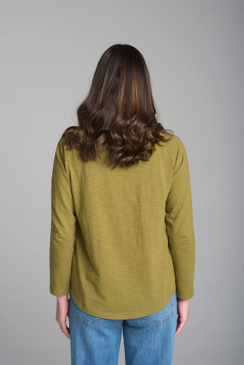 RAGLAN LONG SLEEVE TEE - GREEN MOSS