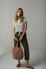 STRIPE STRAIGHT CUT TEE - WHITE/FAIRWAY GREEN