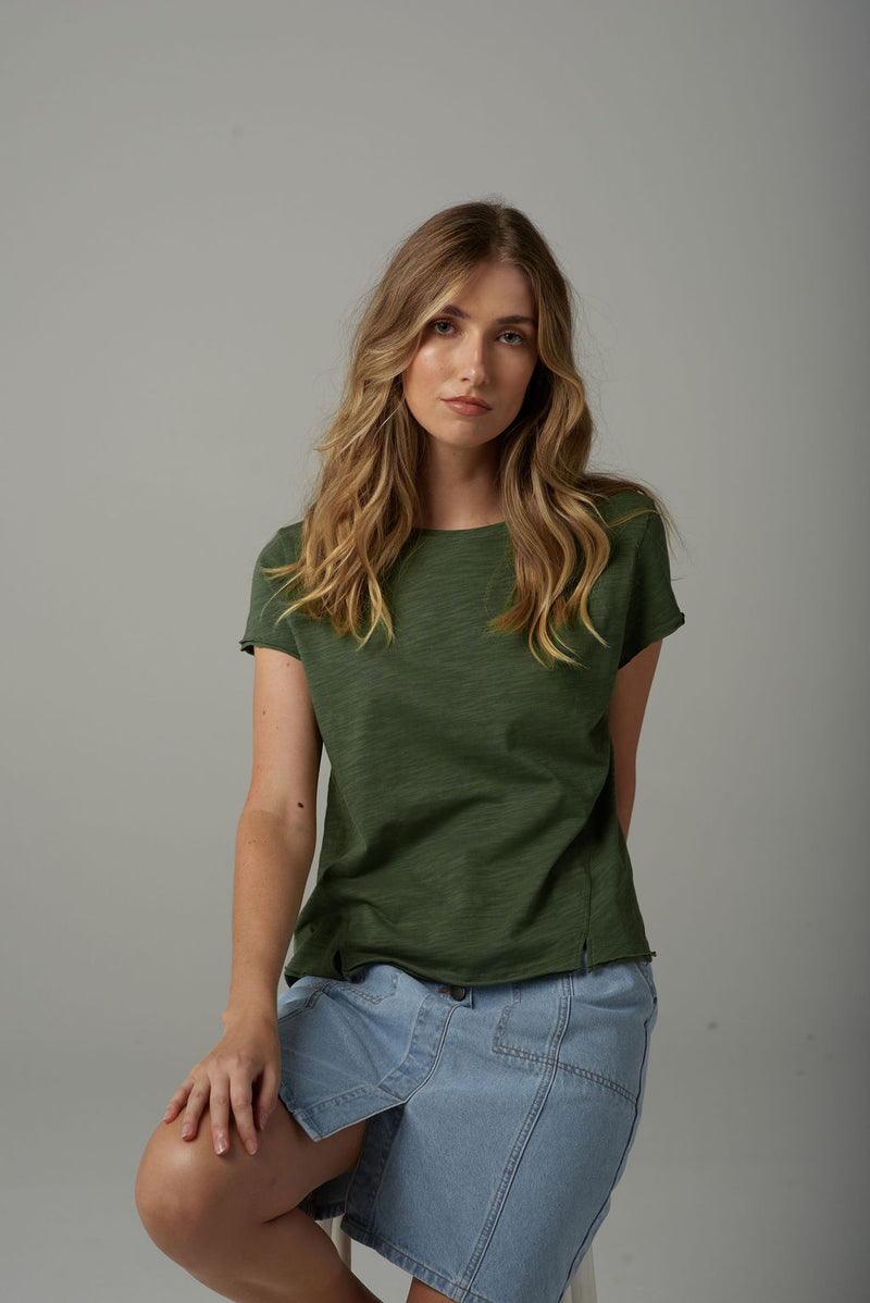 FRONT SPLIT TEE - FAIRWAY GREEN