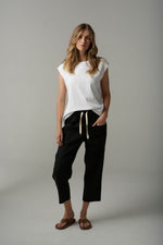 LINEN CROP PANT - BLACK