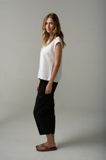 LINEN CROP PANT - BLACK