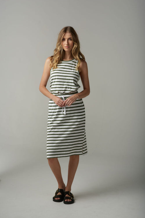 STRIPE SKIRT - WHITE/FAIRWAY GREEN