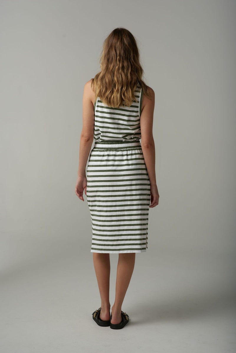 STRIPE SKIRT - WHITE/FAIRWAY GREEN