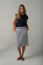 STRIPE SKIRT - WHITE/PARISIAN NAVY