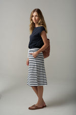 STRIPE SKIRT - WHITE/PARISIAN NAVY