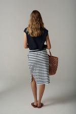 STRIPE SKIRT - WHITE/PARISIAN NAVY