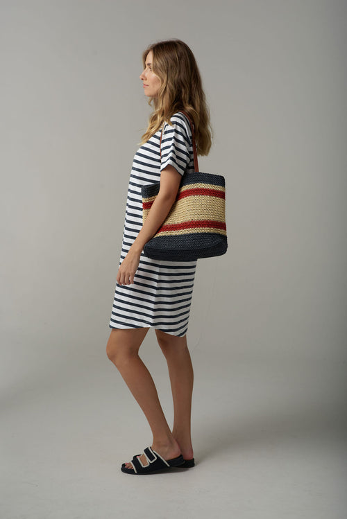 STRIPE RAGLAN DRESS - PARISIAN NAVY