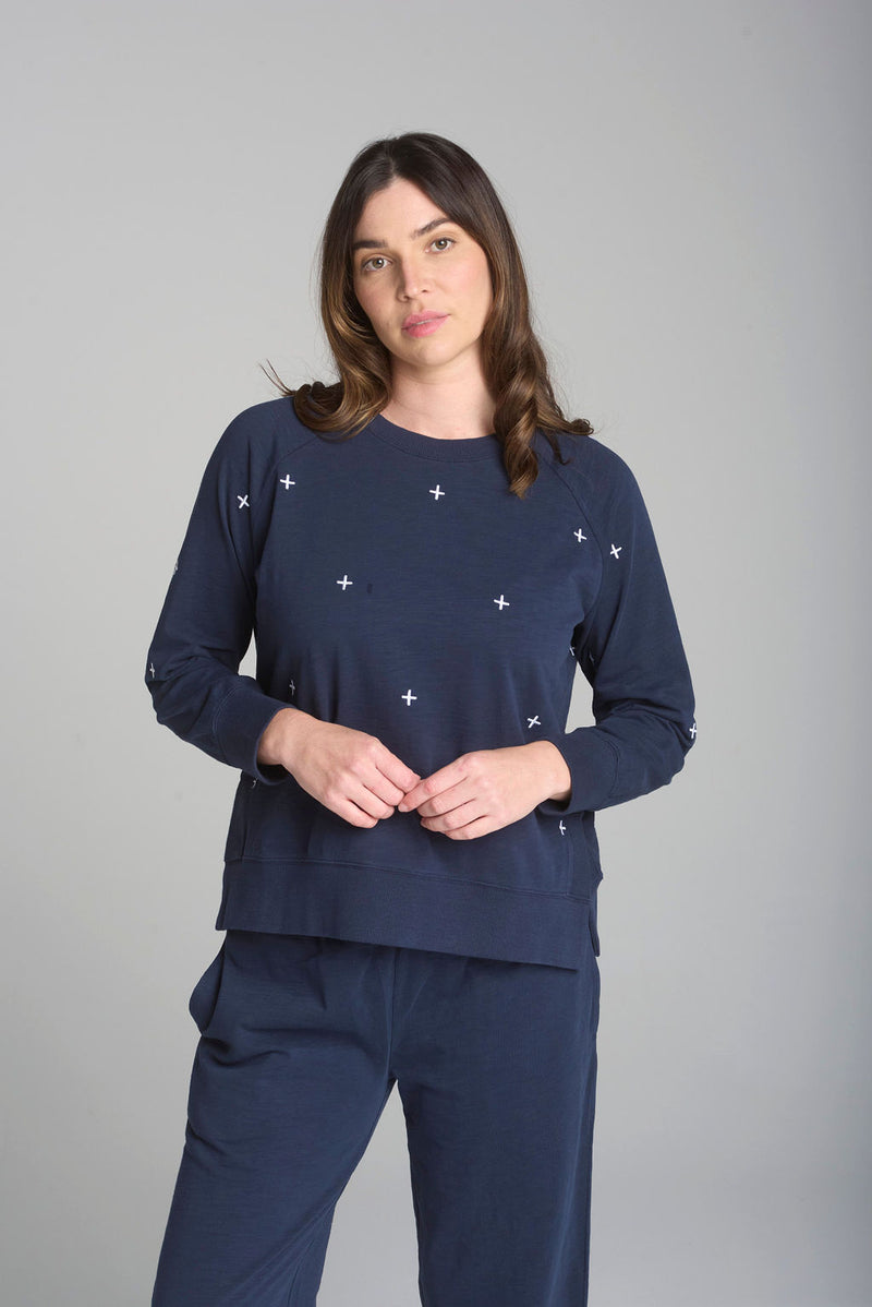 CROSS EMBROIDERED SWEATER - PARISIAN NIGHT