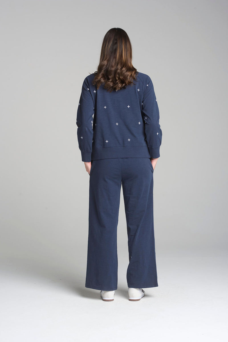CROSS EMBROIDERED SWEATER - PARISIAN NIGHT