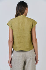 CAP-SLEEVE FRILL SHIRT - BAMBOO