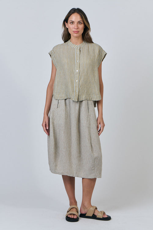 CAP-SLEEVE SHIRT - REED
