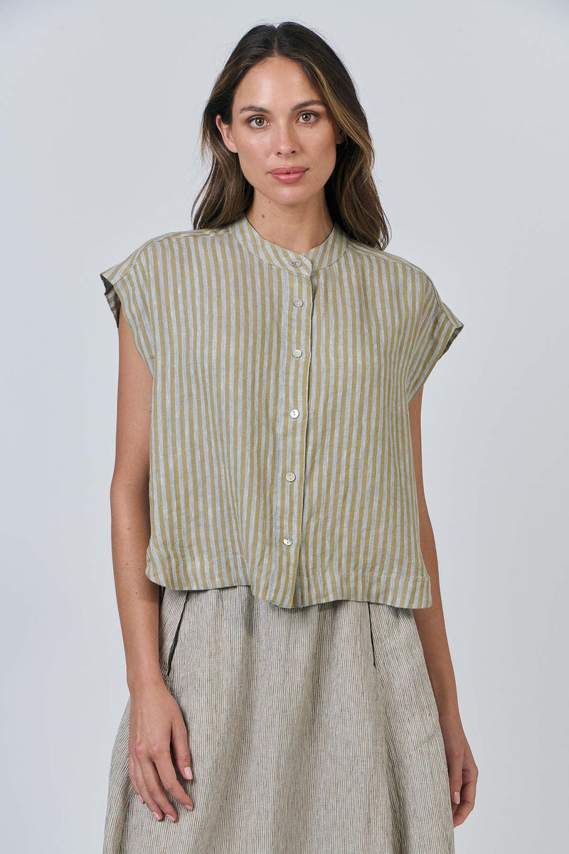CAP-SLEEVE SHIRT - REED