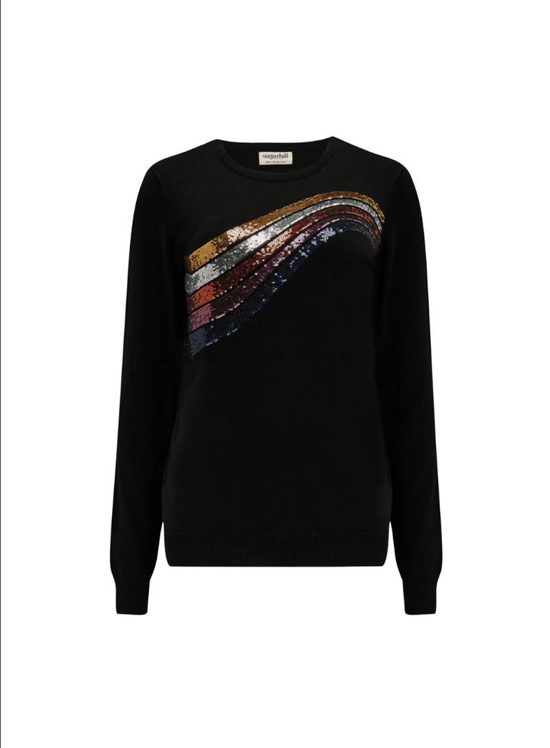 CECE JUMPER - BLACK, SEQUIN WAVE