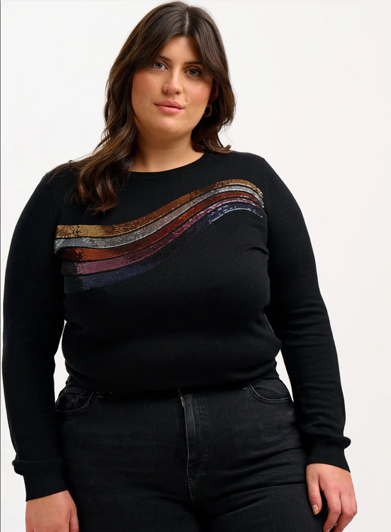 CECE JUMPER - BLACK, SEQUIN WAVE