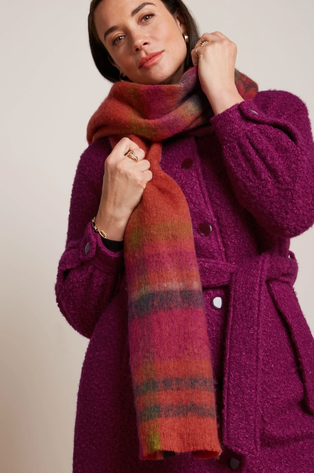 CHECK SCARF - CARAMEL