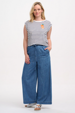CHRISSY RELAXED TANK T-SHIRT - OFF-WHITE/NAVY, FRUITY ORANGE