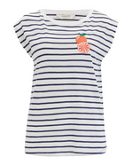 CHRISSY RELAXED TANK T-SHIRT - OFF-WHITE/NAVY, FRUITY ORANGE