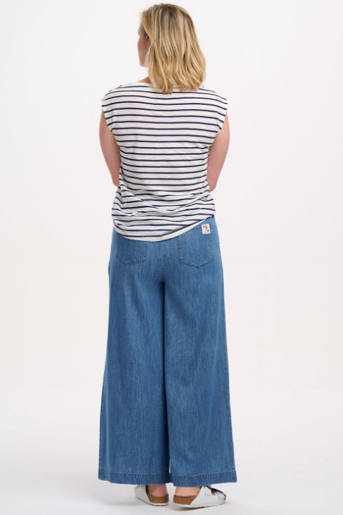 CHRISSY RELAXED TANK T-SHIRT - OFF-WHITE/NAVY, FRUITY ORANGE