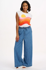 CHRISSY RELAXED TANK T-SHIRT - OFF-WHITE, SUNSET WAVES