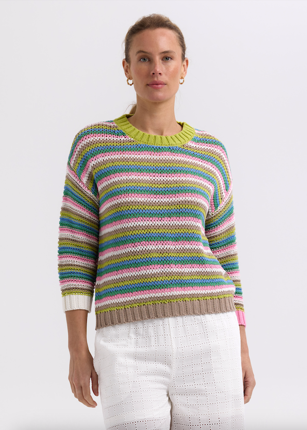 CHUNKY STRIPE JUMPER - CHARTREUSE