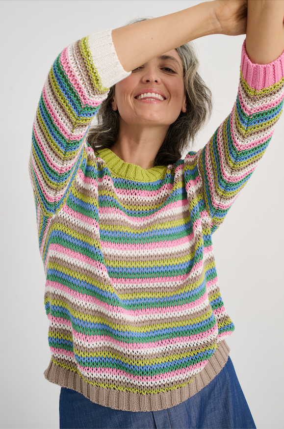 CHUNKY STRIPE JUMPER - CHARTREUSE
