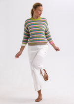 CHUNKY STRIPE JUMPER - CHARTREUSE