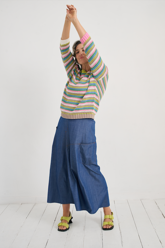 CHUNKY STRIPE JUMPER - CHARTREUSE