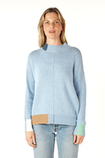 COLOUR BLOCK TRIM JUMPER IN MIST