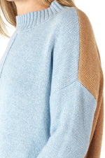 COLOUR BLOCK TRIM JUMPER IN MIST