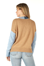 COLOUR BLOCK TRIM JUMPER IN MIST